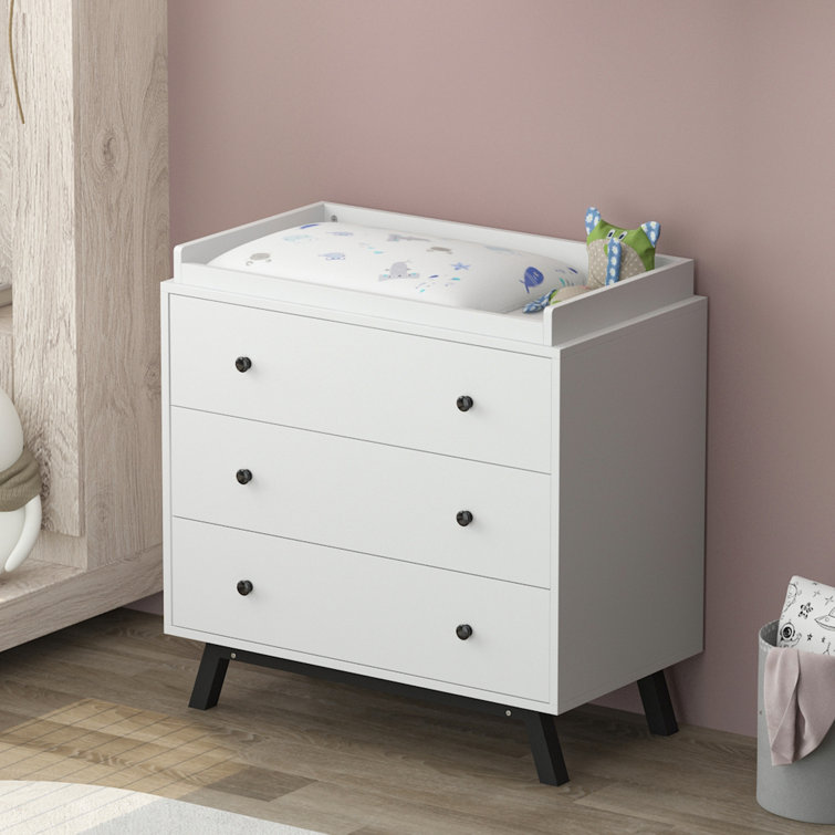 Oliver 3 Drawers Wooden Changing Table Dresser In White Wayfair